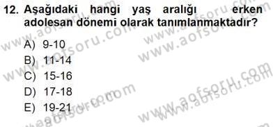 Anne Ve Çocuk Beslenmesi Dersi 2012 - 2013 Yılı (Final) Dönem Sonu Sınav Soruları 12. Soru