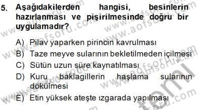 Anne Ve Çocuk Beslenmesi Dersi Ara Sınavı Deneme Sınav Soruları 5. Soru