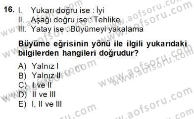 Anne Ve Çocuk Beslenmesi Dersi 2014 - 2015 Yılı (Final) Dönem Sonu Sınav Soruları 16. Soru