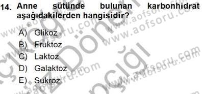 Anne Ve Çocuk Beslenmesi Dersi Ara Sınavı Deneme Sınav Soruları 14. Soru