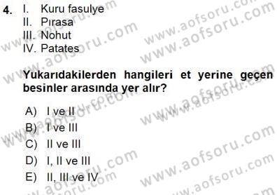 Anne Ve Çocuk Beslenmesi Dersi Ara Sınavı Deneme Sınav Soruları 4. Soru