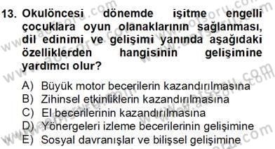 Çocukta Oyun Gelişimi Dersi 2013 - 2014 Yılı (Final) Dönem Sonu Sınav Soruları 13. Soru