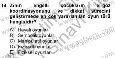 Çocukta Oyun Gelişimi Dersi 2013 - 2014 Yılı (Final) Dönem Sonu Sınavı 14. Soru