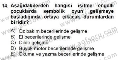 Çocukta Oyun Gelişimi Dersi 2014 - 2015 Yılı (Final) Dönem Sonu Sınav Soruları 14. Soru