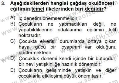 Çocukta Oyun Gelişimi Dersi 2014 - 2015 Yılı (Final) Dönem Sonu Sınav Soruları 3. Soru