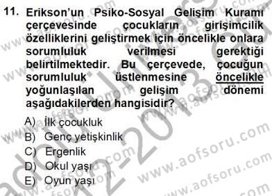 Erken Çocukluk Döneminde Gelişim 1 Dersi Ara Sınavı Deneme Sınav Soruları 11. Soru