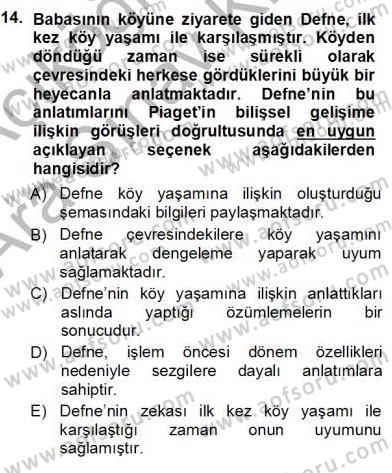 Erken Çocukluk Döneminde Gelişim 1 Dersi Ara Sınavı Deneme Sınav Soruları 14. Soru