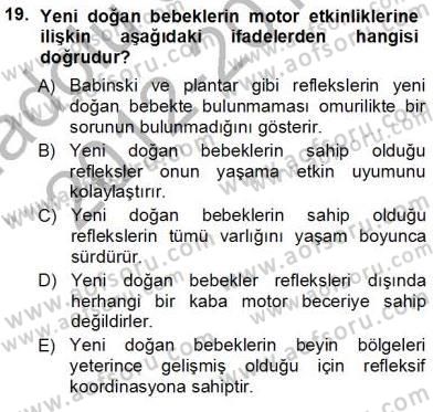 Erken Çocukluk Döneminde Gelişim 1 Dersi Ara Sınavı Deneme Sınav Soruları 19. Soru