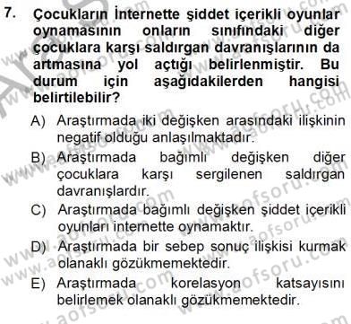 Erken Çocukluk Döneminde Gelişim 1 Dersi Ara Sınavı Deneme Sınav Soruları 7. Soru