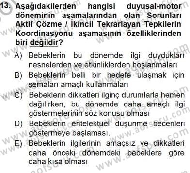 Erken Çocukluk Döneminde Gelişim 1 Dersi 2012 - 2013 Yılı (Final) Dönem Sonu Sınav Soruları 13. Soru