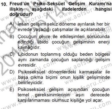 Erken Çocukluk Döneminde Gelişim 1 Dersi Ara Sınavı Deneme Sınav Soruları 10. Soru