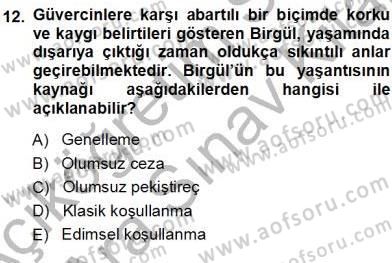 Erken Çocukluk Döneminde Gelişim 1 Dersi Ara Sınavı Deneme Sınav Soruları 12. Soru