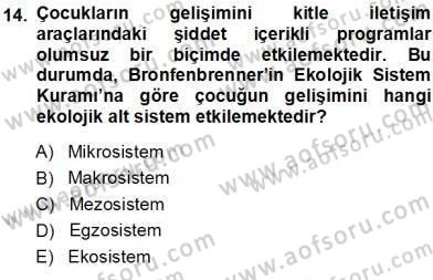 Erken Çocukluk Döneminde Gelişim 1 Dersi Ara Sınavı Deneme Sınav Soruları 14. Soru