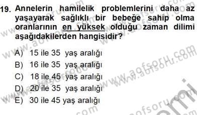 Erken Çocukluk Döneminde Gelişim 1 Dersi Ara Sınavı Deneme Sınav Soruları 19. Soru