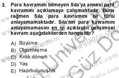 Erken Çocukluk Döneminde Gelişim 1 Dersi Ara Sınavı Deneme Sınav Soruları 3. Soru