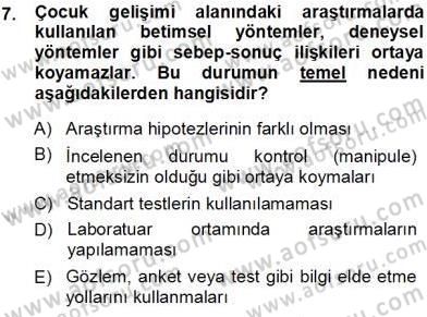 Erken Çocukluk Döneminde Gelişim 1 Dersi Ara Sınavı Deneme Sınav Soruları 7. Soru