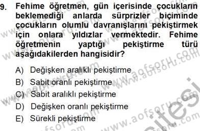 Erken Çocukluk Döneminde Gelişim 1 Dersi Ara Sınavı Deneme Sınav Soruları 9. Soru