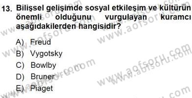 Erken Çocukluk Döneminde Gelişim 1 Dersi 2013 - 2014 Yılı (Final) Dönem Sonu Sınav Soruları 13. Soru