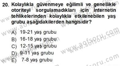 Erken Çocukluk Döneminde Gelişim 1 Dersi 2013 - 2014 Yılı (Final) Dönem Sonu Sınav Soruları 20. Soru