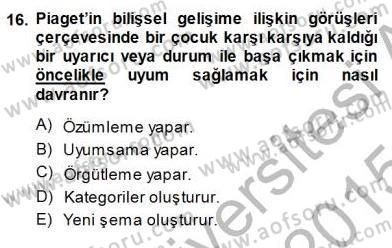 Erken Çocukluk Döneminde Gelişim 1 Dersi Ara Sınavı Deneme Sınav Soruları 16. Soru