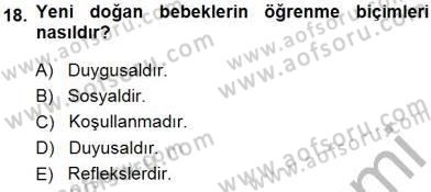 Erken Çocukluk Döneminde Gelişim 1 Dersi Ara Sınavı Deneme Sınav Soruları 18. Soru