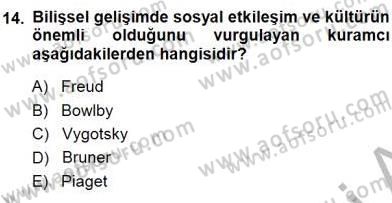 Erken Çocukluk Döneminde Gelişim 1 Dersi 2014 - 2015 Yılı (Final) Dönem Sonu Sınav Soruları 14. Soru
