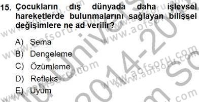 Erken Çocukluk Döneminde Gelişim 1 Dersi 2014 - 2015 Yılı (Final) Dönem Sonu Sınav Soruları 15. Soru