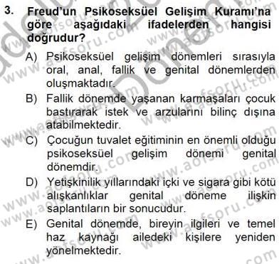 Erken Çocukluk Döneminde Gelişim 1 Dersi 2014 - 2015 Yılı (Final) Dönem Sonu Sınav Soruları 3. Soru