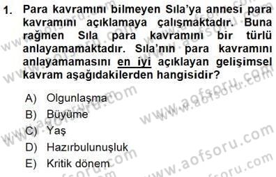 Erken Çocukluk Döneminde Gelişim 1 Dersi Ara Sınavı Deneme Sınav Soruları 1. Soru