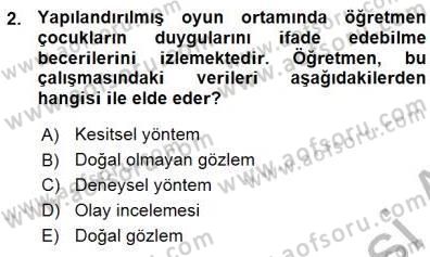 Erken Çocukluk Döneminde Gelişim 1 Dersi Ara Sınavı Deneme Sınav Soruları 2. Soru