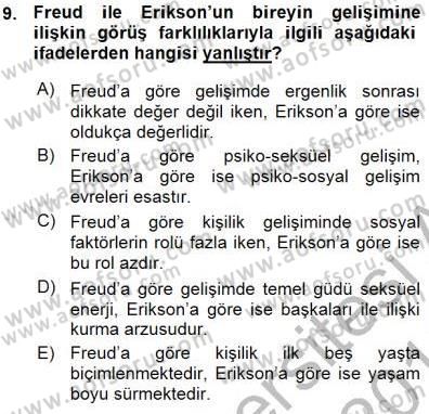 Erken Çocukluk Döneminde Gelişim 1 Dersi 2015 - 2016 Yılı (Vize) Ara Sınav Soruları 9. Soru