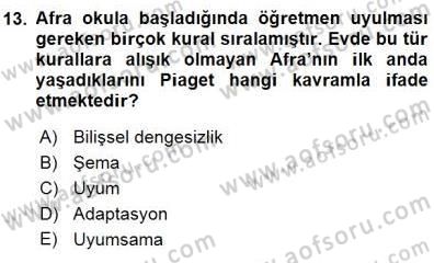 Erken Çocukluk Döneminde Gelişim 1 Dersi 2015 - 2016 Yılı (Final) Dönem Sonu Sınav Soruları 13. Soru