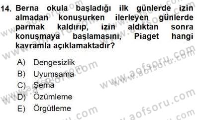Erken Çocukluk Döneminde Gelişim 1 Dersi 2015 - 2016 Yılı (Final) Dönem Sonu Sınav Soruları 14. Soru