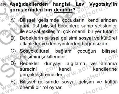 Erken Çocukluk Döneminde Gelişim 1 Dersi 2015 - 2016 Yılı (Final) Dönem Sonu Sınav Soruları 19. Soru