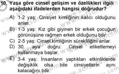 Erken Çocukluk Döneminde Gelişim 2 Dersi 2012 - 2013 Yılı (Final) Dönem Sonu Sınav Soruları 10. Soru