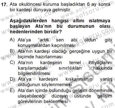 Erken Çocukluk Döneminde Gelişim 2 Dersi 2012 - 2013 Yılı (Final) Dönem Sonu Sınav Soruları 17. Soru