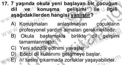 Erken Çocukluk Döneminde Gelişim 2 Dersi 2013 - 2014 Yılı (Vize) Ara Sınav Soruları 17. Soru