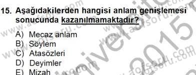 Erken Çocukluk Döneminde Gelişim 2 Dersi 2014 - 2015 Yılı (Vize) Ara Sınav Soruları 15. Soru