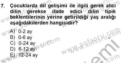 Erken Çocukluk Döneminde Gelişim 2 Dersi 2014 - 2015 Yılı (Vize) Ara Sınav Soruları 7. Soru