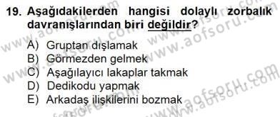 Erken Çocukluk Döneminde Gelişim 2 Dersi 2014 - 2015 Yılı (Final) Dönem Sonu Sınav Soruları 19. Soru
