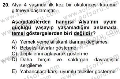 Erken Çocukluk Döneminde Gelişim 2 Dersi 2014 - 2015 Yılı (Final) Dönem Sonu Sınav Soruları 20. Soru