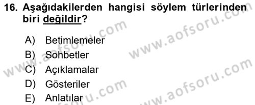 Erken Çocukluk Döneminde Gelişim 2 Dersi 2015 - 2016 Yılı (Vize) Ara Sınav Soruları 16. Soru