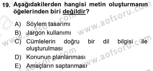Erken Çocukluk Döneminde Gelişim 2 Dersi 2015 - 2016 Yılı (Vize) Ara Sınav Soruları 19. Soru