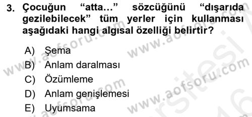 Erken Çocukluk Döneminde Gelişim 2 Dersi 2015 - 2016 Yılı (Vize) Ara Sınav Soruları 3. Soru