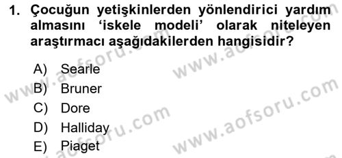Erken Çocukluk Döneminde Gelişim 2 Dersi 2015 - 2016 Yılı (Final) Dönem Sonu Sınav Soruları 1. Soru