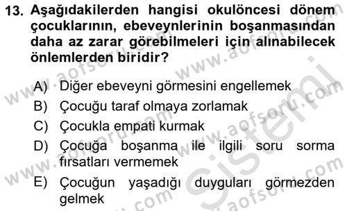 Erken Çocukluk Döneminde Gelişim 2 Dersi 2015 - 2016 Yılı (Final) Dönem Sonu Sınav Soruları 13. Soru
