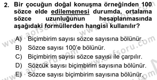 Erken Çocukluk Döneminde Gelişim 2 Dersi 2015 - 2016 Yılı (Final) Dönem Sonu Sınav Soruları 2. Soru