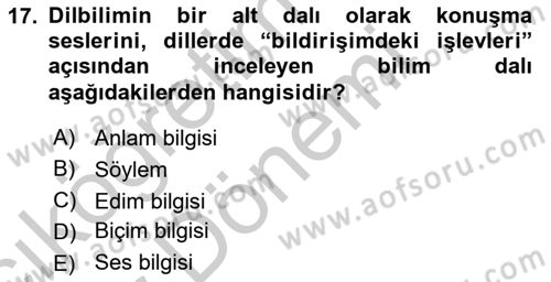 Erken Çocukluk Döneminde Gelişim 2 Dersi 2016 - 2017 Yılı (Vize) Ara Sınav Soruları 17. Soru