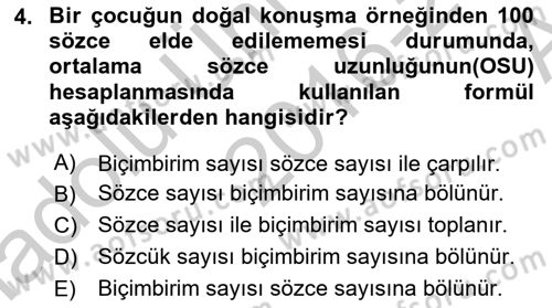 Erken Çocukluk Döneminde Gelişim 2 Dersi 2016 - 2017 Yılı (Vize) Ara Sınav Soruları 4. Soru