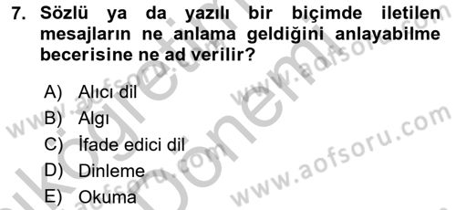 Erken Çocukluk Döneminde Gelişim 2 Dersi 2016 - 2017 Yılı (Vize) Ara Sınav Soruları 7. Soru
